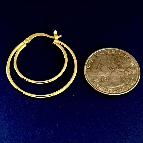 BBH Gold Vermeil Double Hoop Earringd - Picture 9 of 10